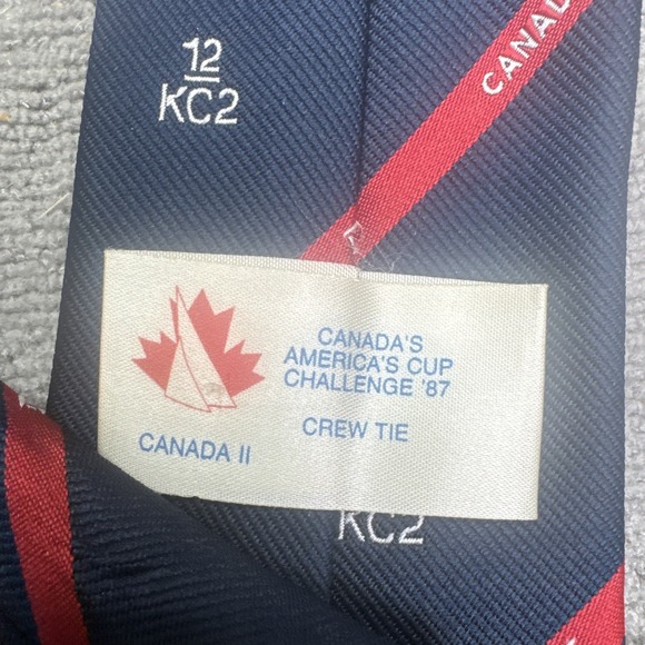 Vtg 80s Americas Cup Challenge Crew Tie Yacht Sailing Nautical Canada‎ II '87 - Picture 2 of 6